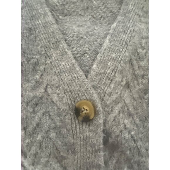 Zara Gray Button-Up Chevron Knit Cardigan Sweater - Picture 3 of 5